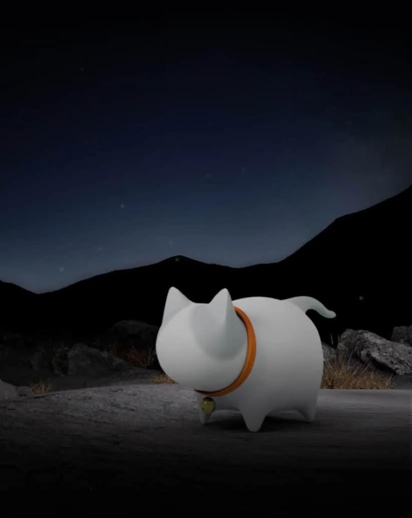 Un gato de noche, al aire libre